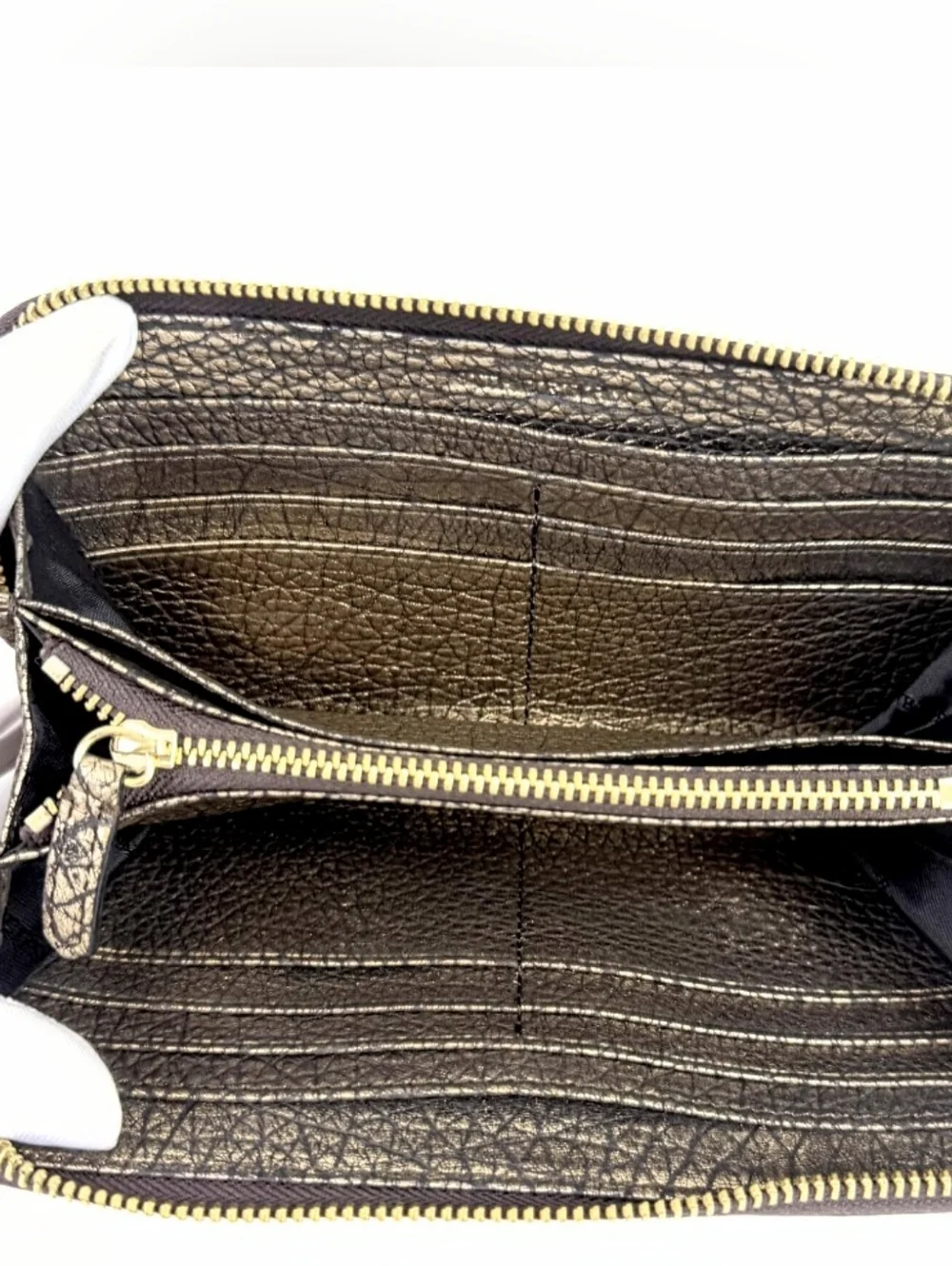 Burberry Smoke Check Stitch Small Zippy Wallet In Antique Gold - Picture 11 of 16